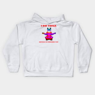 A cat doing yoga funny Kids Hoodie